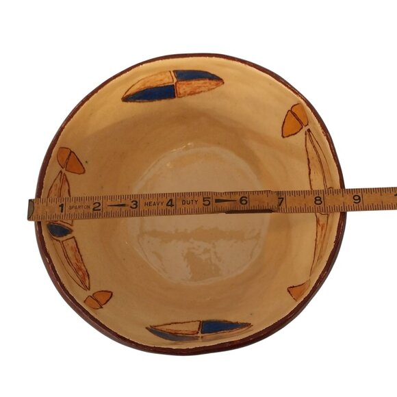 1930s Abstract Ware Mixing Bowl Handmade Hand Painted Signed FM March 1930 - Picture 9 of 10